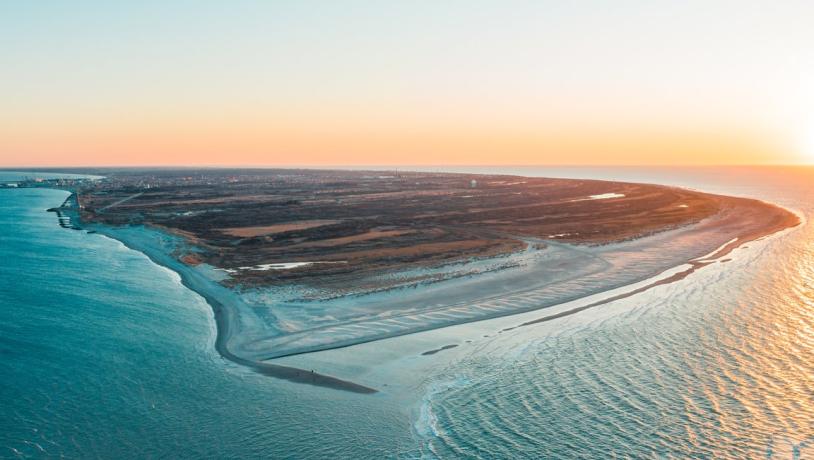 Drone photo of Grenen in Skagen, North Jutland