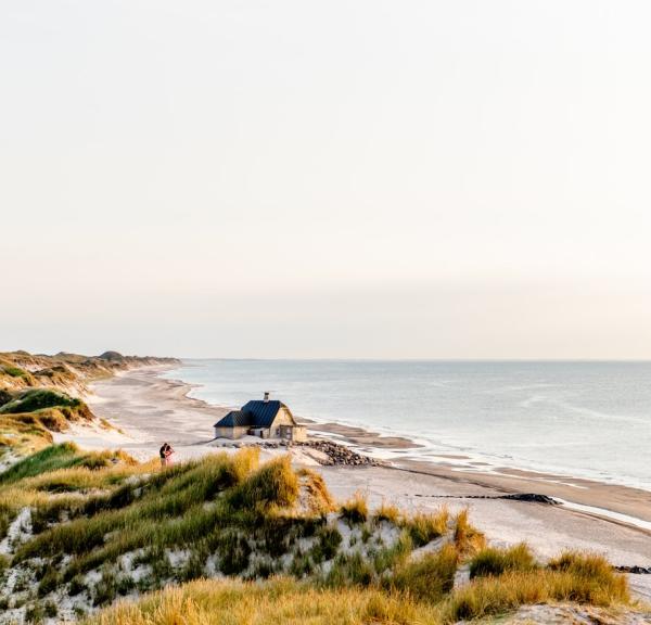 Hus på stranden i Skagen