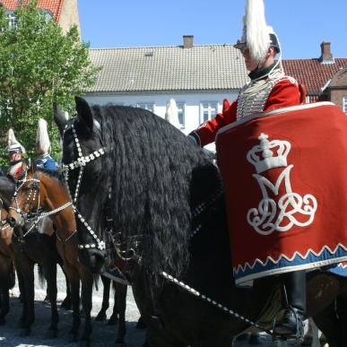 Training van de koninklijke wacht paarden vindt traditiegetrouw plaats in Slagelse, Denemarken
